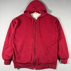 MacGregor Mens Vintage Red Thermal Lined Full Zip Hoodie Sweatshirt Medium